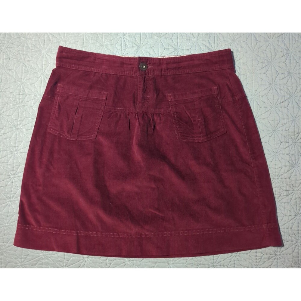 Athleta Cordoba Fine Wale Corduroy Skirt Maroon Sz 10 Mid-Rise Retro Outdoorsy